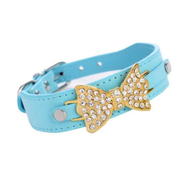 Bling Crystal With Leather Bow Collar