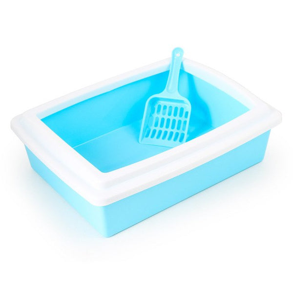 Durable Toilet for Cats Plastic Semi-closed Type Cat Litter Tray Hygienic Cat Pet Toilet Litter Tray with Free Cat Litter Scoop